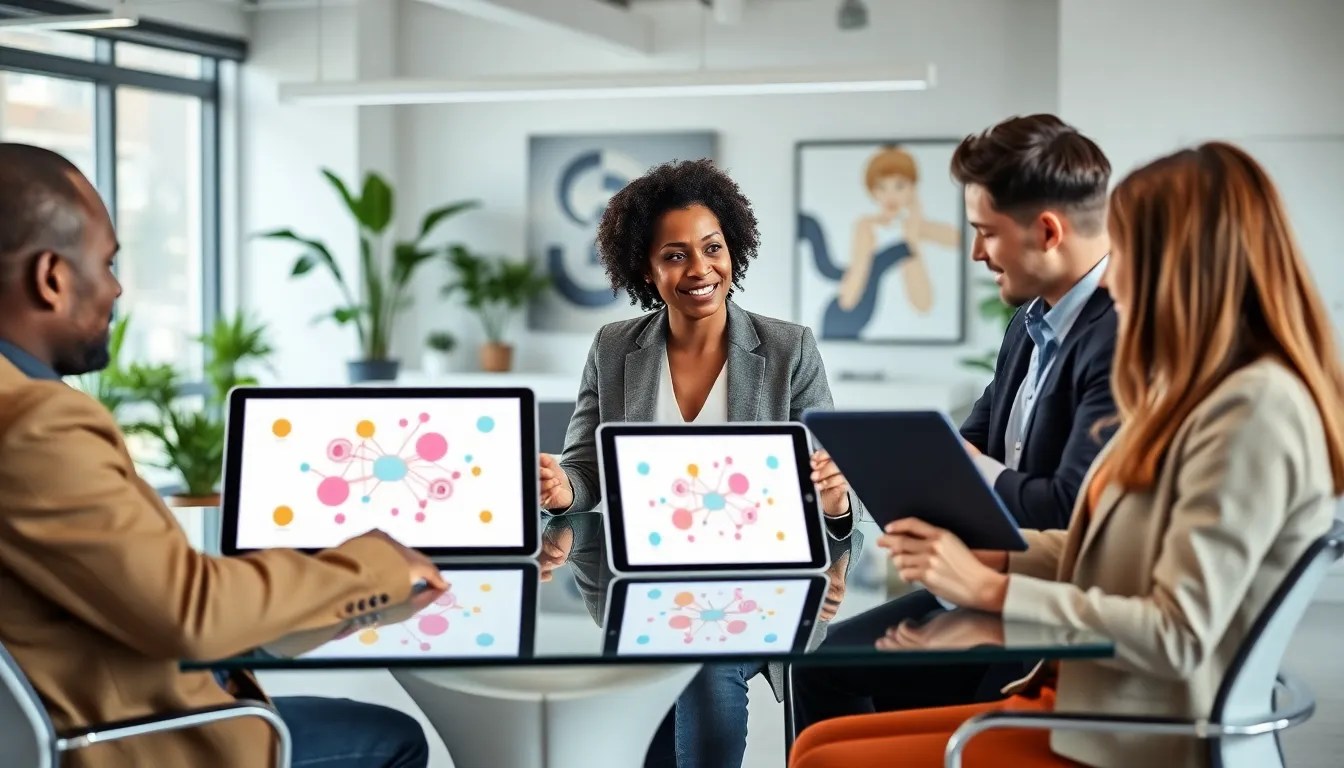 diverse team collaborating in a modern office environment.